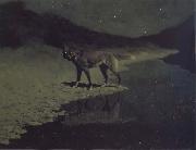 Frederic Remington Moonlight,Wolf oil painting on canvas